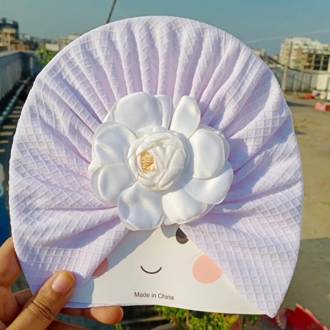 Big Flower Baby Turban Hat Lilac Color